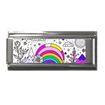 Rainbow Fun Cute Minimal Doodle Drawing Art Superlink Italian Charm (9mm) Front