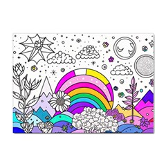 Rainbow Fun Cute Minimal Doodle Drawing Art Sticker A4 (10 Pack) by Ravend