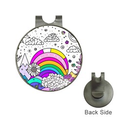 Rainbow Fun Cute Minimal Doodle Drawing Art Hat Clips With Golf Markers by Ravend