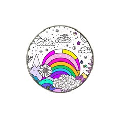 Rainbow Fun Cute Minimal Doodle Drawing Art Hat Clip Ball Marker by Ravend