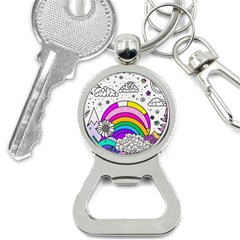 Rainbow Fun Cute Minimal Doodle Drawing Art Bottle Opener Key Chain by Ravend