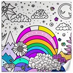 Rainbow Fun Cute Minimal Doodle Drawing Art Canvas 20  x 20  19 x19.27  Canvas - 1