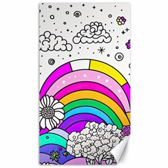 Rainbow Fun Cute Minimal Doodle Drawing Art Canvas 40  X 72  by Ravend