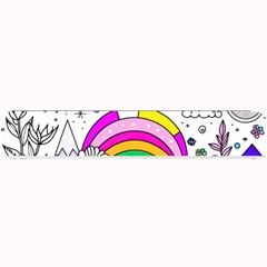 Rainbow Fun Cute Minimal Doodle Drawing Art Small Bar Mat by Ravend