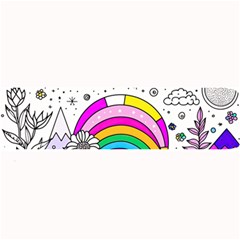 Rainbow Fun Cute Minimal Doodle Drawing Art Large Bar Mat by Ravend