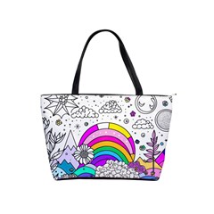 Rainbow Fun Cute Minimal Doodle Drawing Art Classic Shoulder Handbag by Ravend