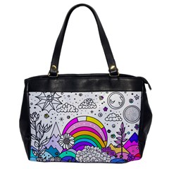 Rainbow Fun Cute Minimal Doodle Drawing Art Oversize Office Handbag by Ravend