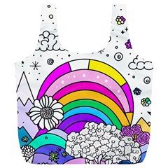 Rainbow Fun Cute Minimal Doodle Drawing Art Full Print Recycle Bag (xl) by Ravend