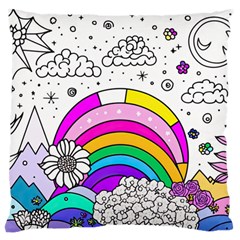 Rainbow Fun Cute Minimal Doodle Drawing Art Standard Premium Plush Fleece Cushion Case (one Side) by Ravend