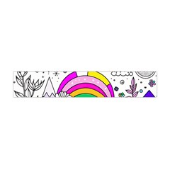 Rainbow Fun Cute Minimal Doodle Drawing Art Premium Plush Fleece Scarf (mini) by Ravend