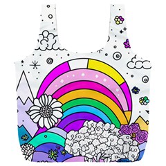 Rainbow Fun Cute Minimal Doodle Drawing Art Full Print Recycle Bag (xxxl) by Ravend