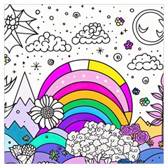 Rainbow Fun Cute Minimal Doodle Drawing Art Lightweight Scarf  by Ravend