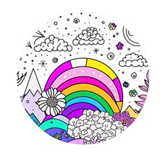 Rainbow Fun Cute Minimal Doodle Drawing Art Mini Round Pill Box (pack Of 3) by Ravend