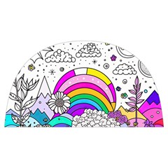 Rainbow Fun Cute Minimal Doodle Drawing Art Anti Scalding Pot Cap by Ravend