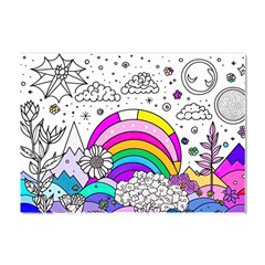 Rainbow Fun Cute Minimal Doodle Drawing Art Crystal Sticker (a4) by Ravend