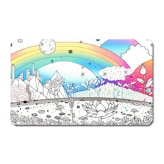 Rainbow Fun Cute Minimal Doodle Drawing Arts Magnet (rectangular) by Ravend