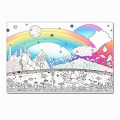 Rainbow Fun Cute Minimal Doodle Drawing Arts Postcard 4 x 6  (pkg Of 10) by Ravend