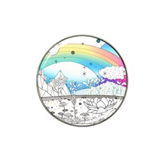 Rainbow Fun Cute Minimal Doodle Drawing Arts Hat Clip Ball Marker by Ravend