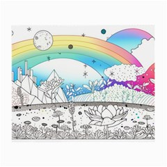 Rainbow Fun Cute Minimal Doodle Drawing Arts Small Glasses Cloth (2 Sides) by Ravend