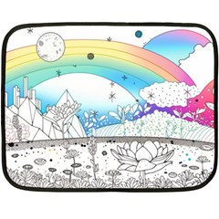 Rainbow Fun Cute Minimal Doodle Drawing Arts Fleece Blanket (mini) by Ravend