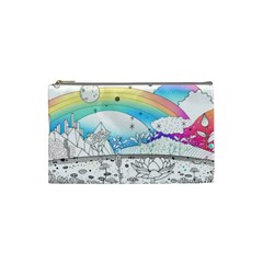 Rainbow Fun Cute Minimal Doodle Drawing Arts Cosmetic Bag (small) by Ravend