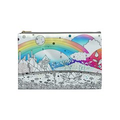 Rainbow Fun Cute Minimal Doodle Drawing Arts Cosmetic Bag (medium) by Ravend