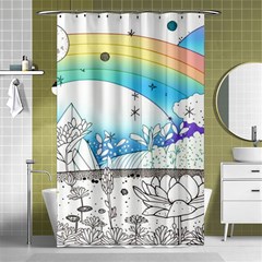 Rainbow Fun Cute Minimal Doodle Drawing Arts Shower Curtain 48  X 72  (small)  by Ravend