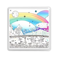 Rainbow Fun Cute Minimal Doodle Drawing Arts Memory Card Reader (square) by Ravend