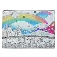 Rainbow Fun Cute Minimal Doodle Drawing Arts Cosmetic Bag (xxl) by Ravend