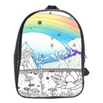 Rainbow Fun Cute Minimal Doodle Drawing Arts School Bag (XL) Front