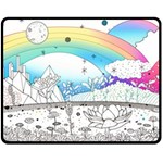 Rainbow Fun Cute Minimal Doodle Drawing Arts Fleece Blanket (Medium) 58.8 x47.4  Blanket Back