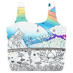 Rainbow Fun Cute Minimal Doodle Drawing Arts Full Print Recycle Bag (xl) by Ravend