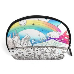 Rainbow Fun Cute Minimal Doodle Drawing Arts Accessory Pouch (large) by Ravend