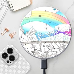 Rainbow Fun Cute Minimal Doodle Drawing Arts Wireless Fast Charger(white) by Ravend