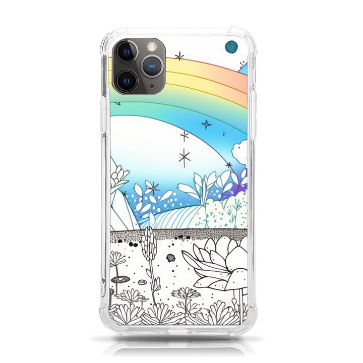 Rainbow Fun Cute Minimal Doodle Drawing Arts iPhone 11 Pro Max 6.5 Inch TPU UV Print Case