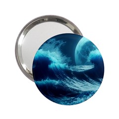 Moonlight High Tide Storm Tsunami Waves Ocean Sea 2 25  Handbag Mirrors by Ravend