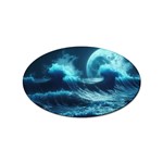 Moonlight High Tide Storm Tsunami Waves Ocean Sea Sticker (Oval) Front