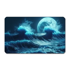 Moonlight High Tide Storm Tsunami Waves Ocean Sea Magnet (rectangular) by Ravend