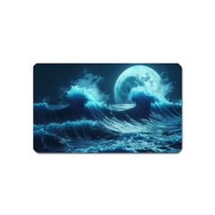 Moonlight High Tide Storm Tsunami Waves Ocean Sea Magnet (name Card) by Ravend