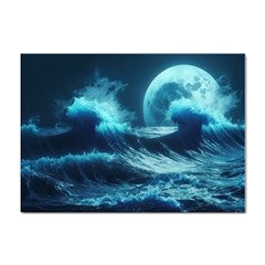 Moonlight High Tide Storm Tsunami Waves Ocean Sea Sticker A4 (10 Pack) by Ravend