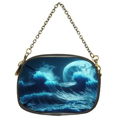 Moonlight High Tide Storm Tsunami Waves Ocean Sea Chain Purse (one Side) by Ravend