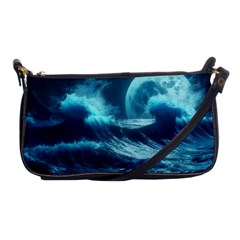 Moonlight High Tide Storm Tsunami Waves Ocean Sea Shoulder Clutch Bag by Ravend