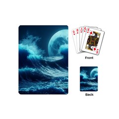 Moonlight High Tide Storm Tsunami Waves Ocean Sea Playing Cards Single Design (mini) by Ravend