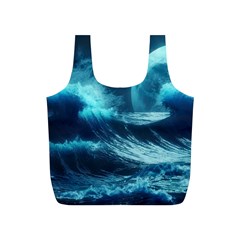 Moonlight High Tide Storm Tsunami Waves Ocean Sea Full Print Recycle Bag (s) by Ravend