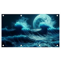 Moonlight High Tide Storm Tsunami Waves Ocean Sea Banner And Sign 7  X 4  by Ravend