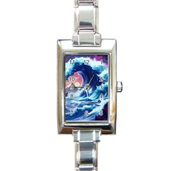 Storm Tsunami Waves Ocean Sea Nautical Nature Rectangle Italian Charm Watch