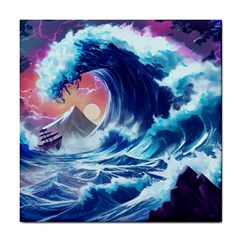 Storm Tsunami Waves Ocean Sea Nautical Nature Tile Coaster