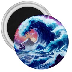 Storm Tsunami Waves Ocean Sea Nautical Nature 3  Magnets