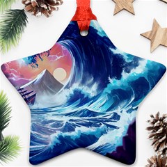 Storm Tsunami Waves Ocean Sea Nautical Nature Ornament (Star)