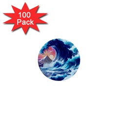 Storm Tsunami Waves Ocean Sea Nautical Nature 1  Mini Buttons (100 pack) 